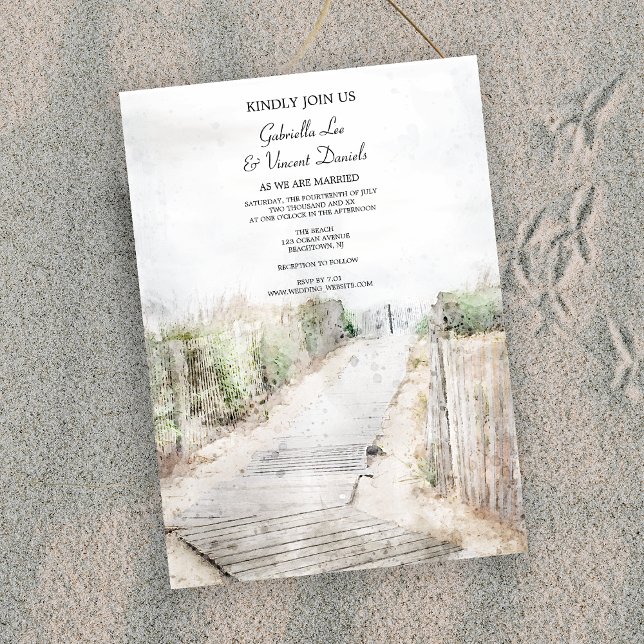 Wooden Boardwalk to the Beach Wedding Invitation (Creator Uploaded)