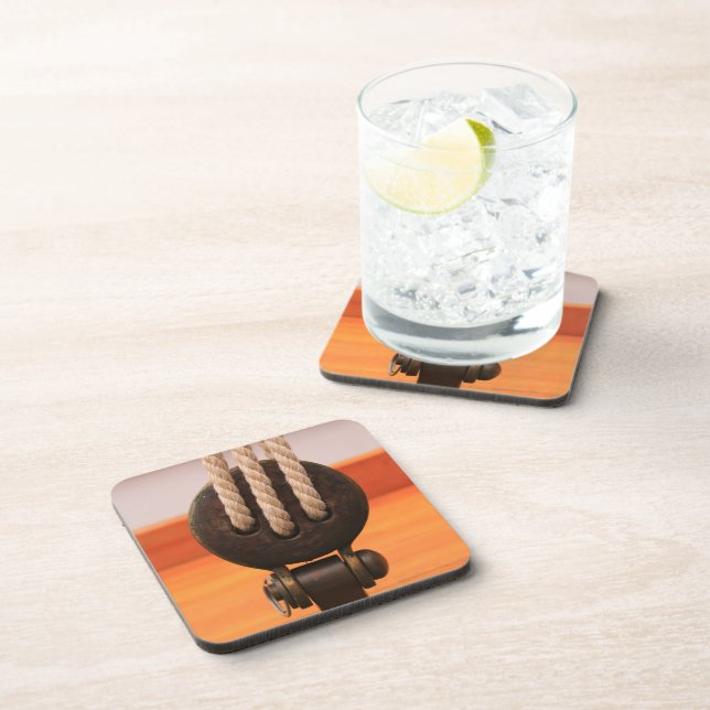 Wooden Boat Block- Hard Plastic Coaster (Right Side)