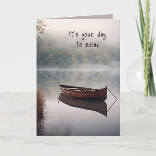 Wooden Boat On Lake Birthday  Card