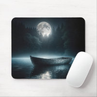 Wooden Boat On Moonlit Lake
