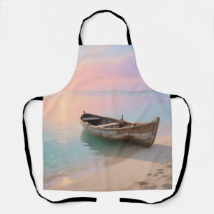 Wooden Boat Tropical Sunset Beach Apron