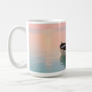 Wooden Boat Tropical Sunset Beach Coffee Mug
