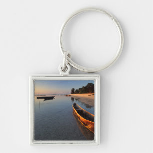 Wooden boats on Tondooni Beach Key Ring