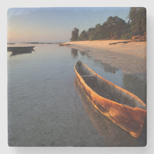 Wooden boats on Tondooni Beach Stone Coaster
