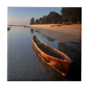 Wooden boats on Tondooni Beach Tile