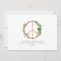 Wooden Botanical Peace Sign Love Joy Christmas