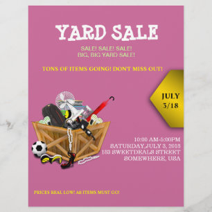 Wooden Box full of Goodies Yard Sale Flyer