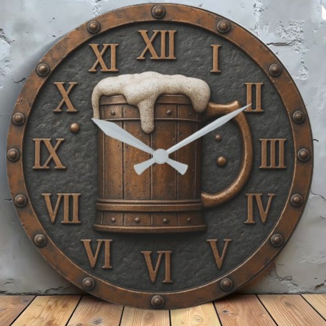 Wooden brewery rustic beer bar barrel wall art large clock (Creator Uploaded)