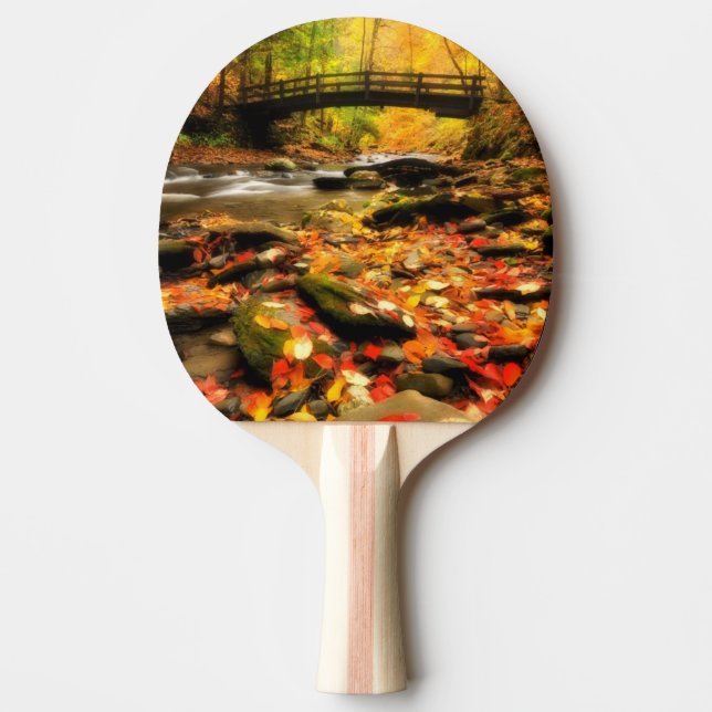 Wooden Bridge and Creek in Fall Ping Pong Paddle (Front)