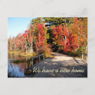 Wooden Bridge Fall Season New Address Announcement Postcard