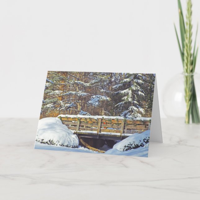 "Wooden Bridge In Snow" Card (Front)