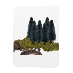 Wooden bridge in the mountain forest magnet