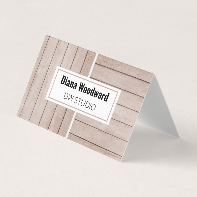 Wooden Brown Modern Background Business Card (Front)