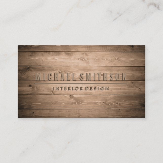 Wooden Brown Rustic Carpenter  Business Card (Front)