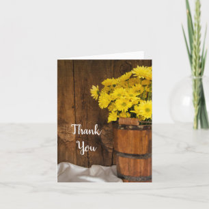 Wooden Bucket and Yellow Daisies Country Thank You