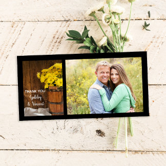 Wooden Bucket Daisies Country Wedding Thank You Card
