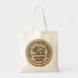 Wooden Buffalo Nickel, add text Tote Bag