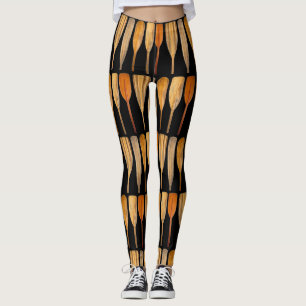 Wooden Canoe Paddles Customizable Background Color Leggings