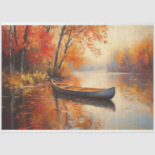 Wooden Canoe Placid River Autumn Decoupage Tissue Paper