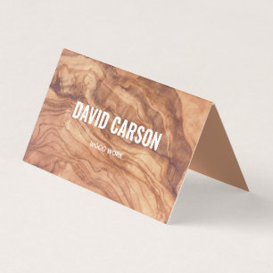 Wooden Carpenter Construction Handyman QR Code Business Card