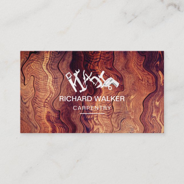 Wooden Carpentry Handyman Construction Tools  Business Card (Front)