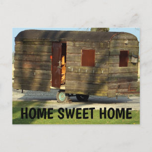 Wooden Carvan Trailer Postcards, HOME SWEET HOME Postcard