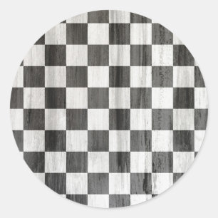 Wooden Checker Pattern Classic Round Sticker