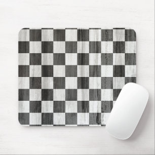 Wooden Checker Pattern Mouse Mat