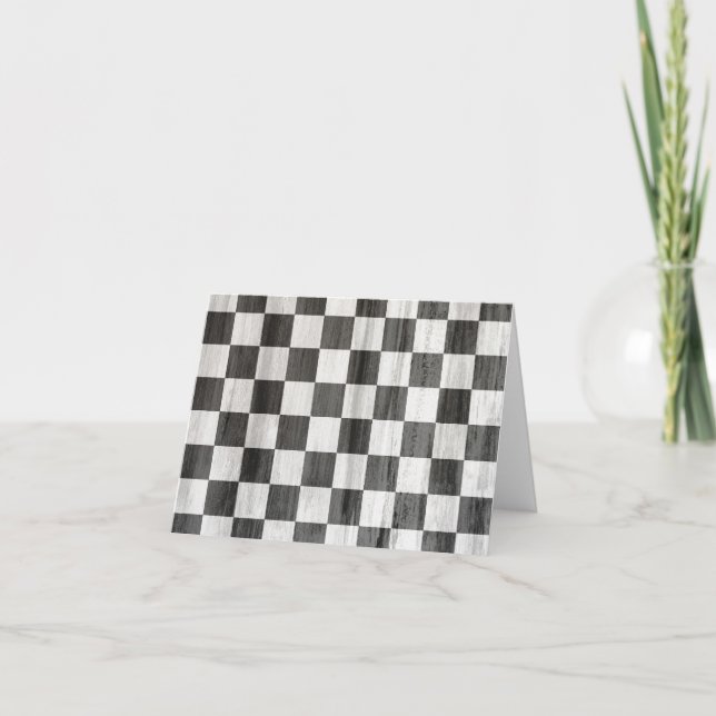 Wooden Checker Pattern Thank You Card (Front)