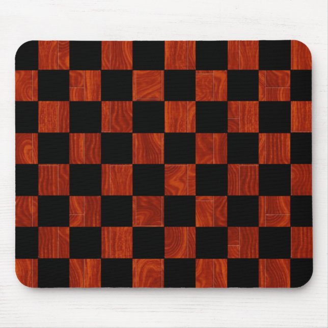Wooden Chequerboard Mouse Mat (Front)