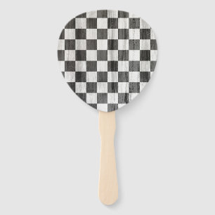 Wooden Chequered Pattern Hand Fan