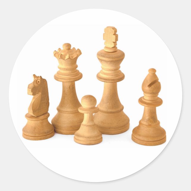 Wooden Chess Pieces Classic Round Sticker (Front)