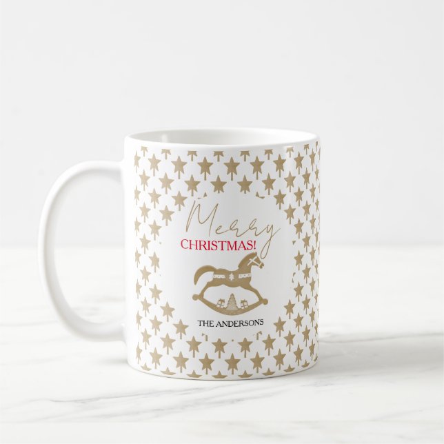 Wooden Christmas Rocking Horse Coffee Mug (Left)