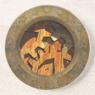 wooden clockwork coaster