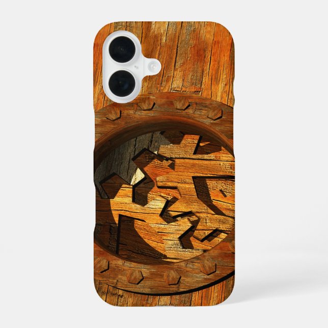 wooden clockwork iPhone 16 case (Back)
