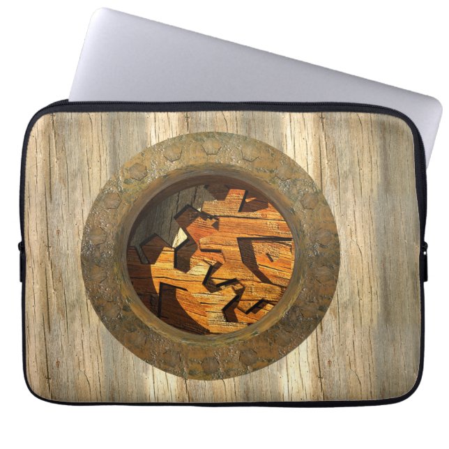 wooden clockwork laptop sleeve (Front)