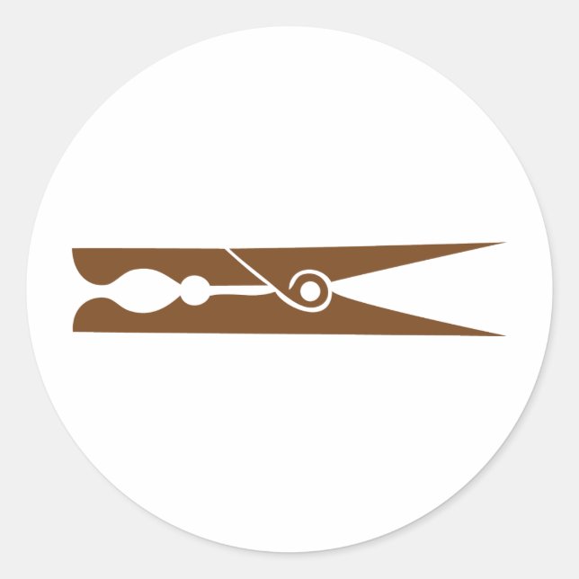 wooden 	clothespin icon classic round sticker (Front)