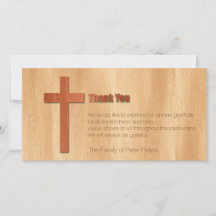 Wooden Cross Christian Sympathy Thank You H card