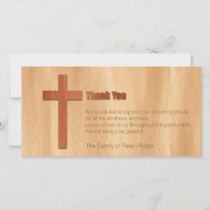 Wooden Cross Christian Sympathy Thank You H card