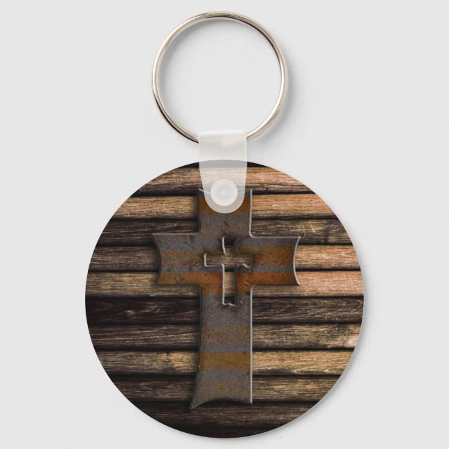 Wooden Cross Key Ring (Front)