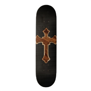 Wooden Cross on Dark Fabric Image Print Skateboard