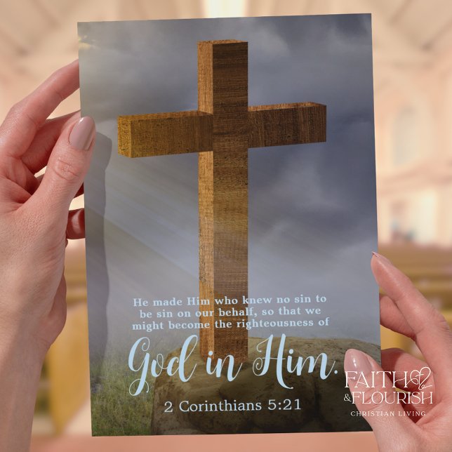 Wooden Cross Scripture Church Bulletin Template (Creator Uploaded)