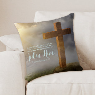 Wooden Cross Scripture Cushion