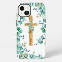 Wooden Cross with Eucalyptus iPhone case