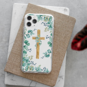 Wooden Cross with Eucalyptus iPhone case