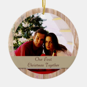 Wooden customisable round photo ornament