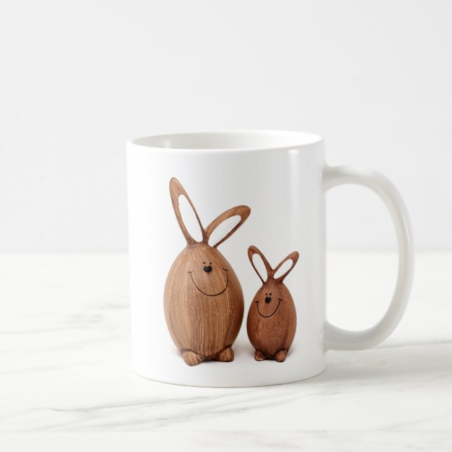Wooden cute Easter rabbit Coffee Mug (Right)