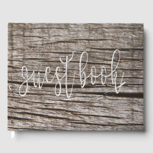 Wooden Dark Timber Beach House Personalised Guest Book