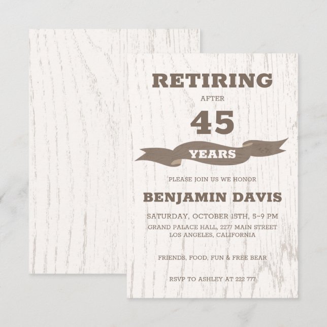 Wooden Design  Invitation (Front/Back)