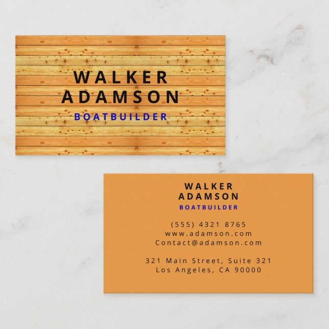 Wooden Design (Looks like wood Grain) Construction Business Card (Front/Back)